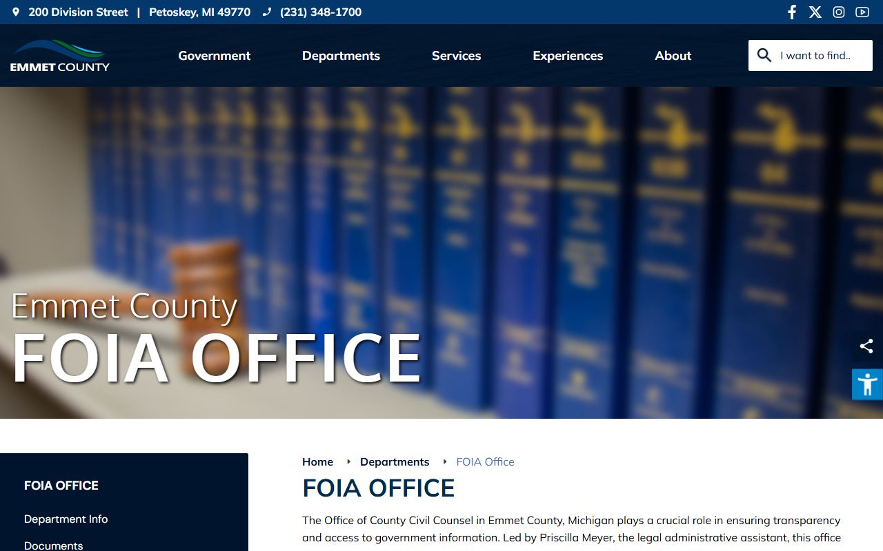 Emmet County Clerk related Civil Counsel and FOIA page