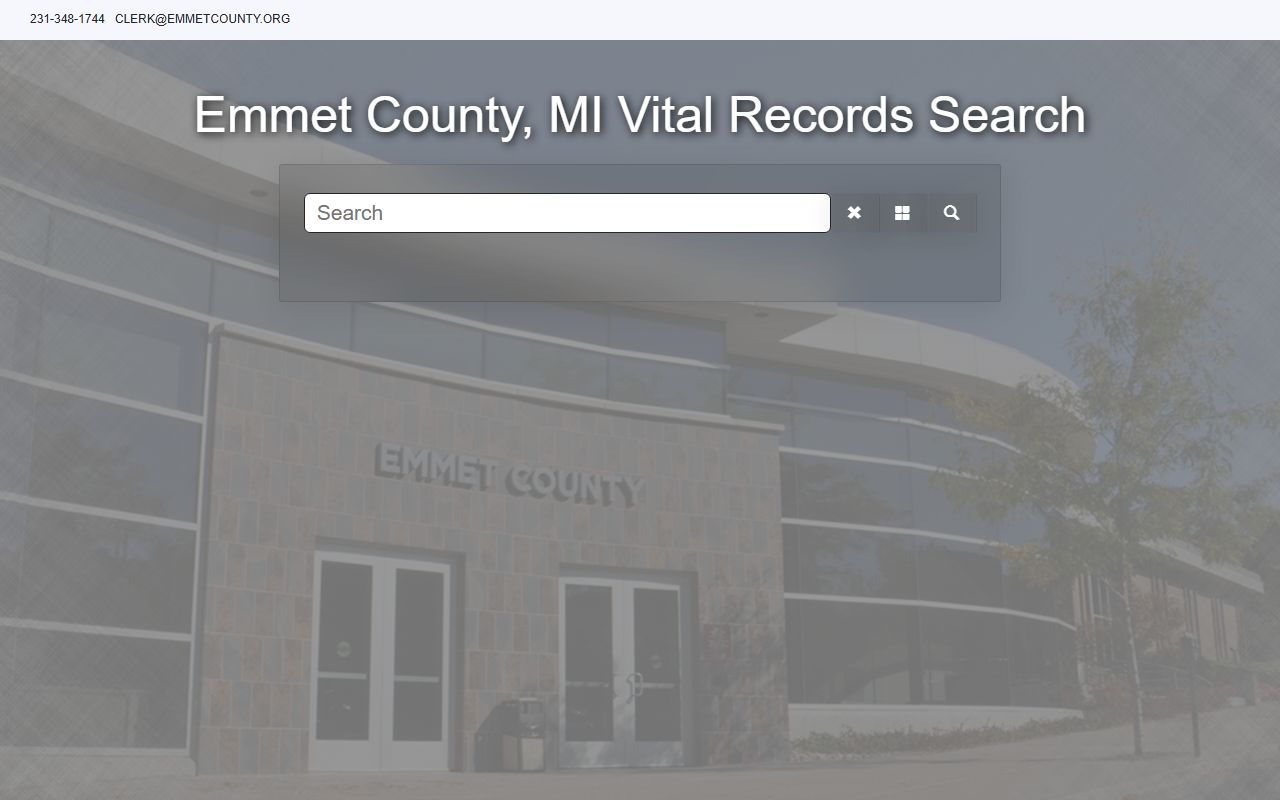 Emmet County Clerk vital records search portal