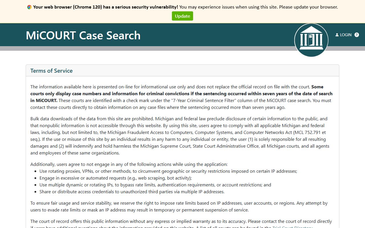 90th District Court case search for Emmet County court records