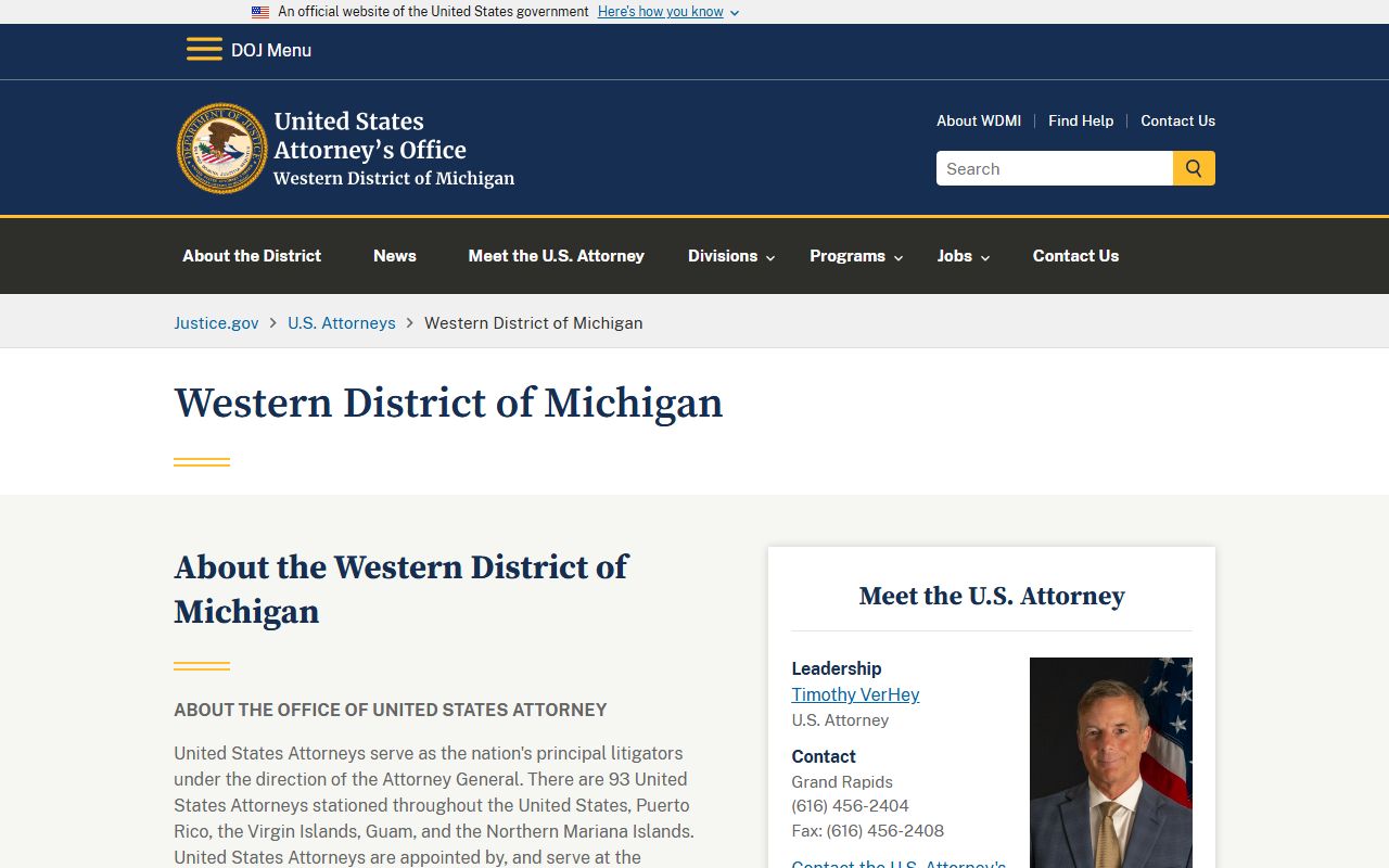 Emmet County criminal court records U.S. Attorney Western District