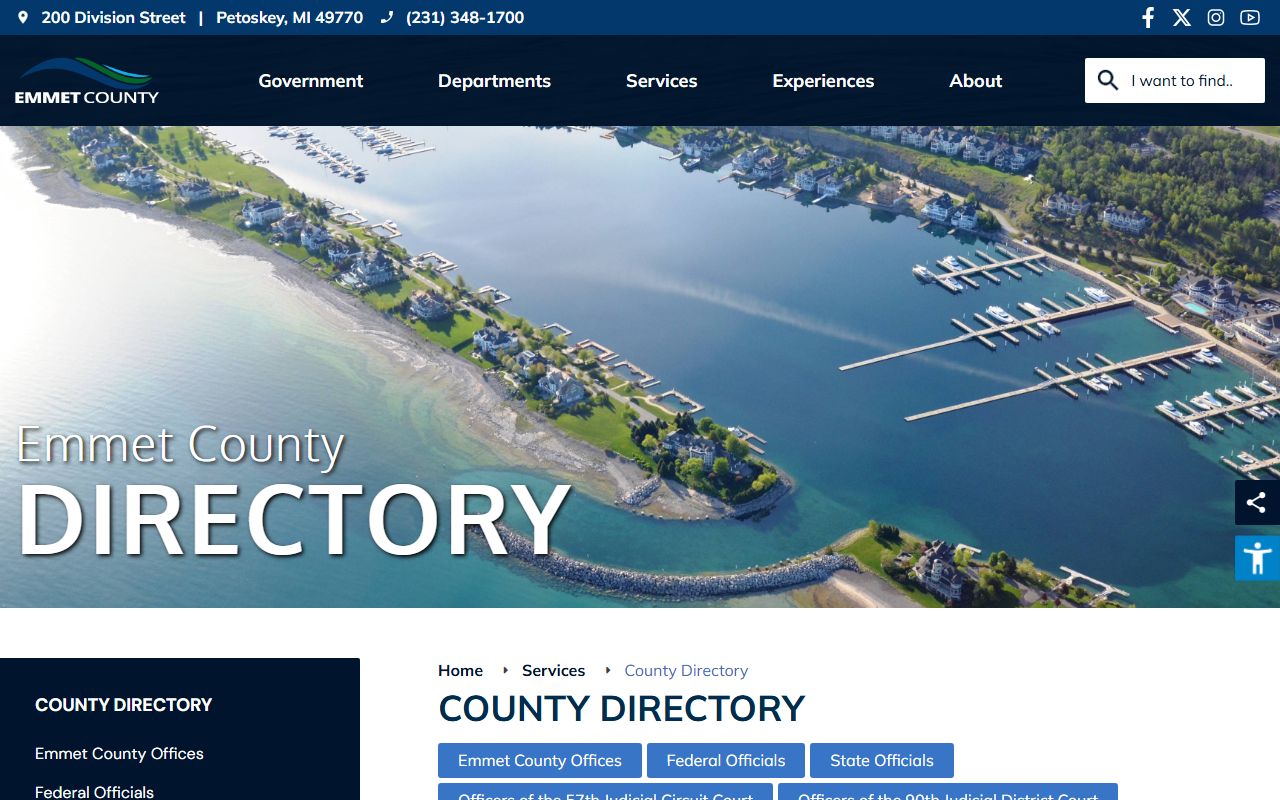 Emmet County office directory listing court and clerk contacts for record fees