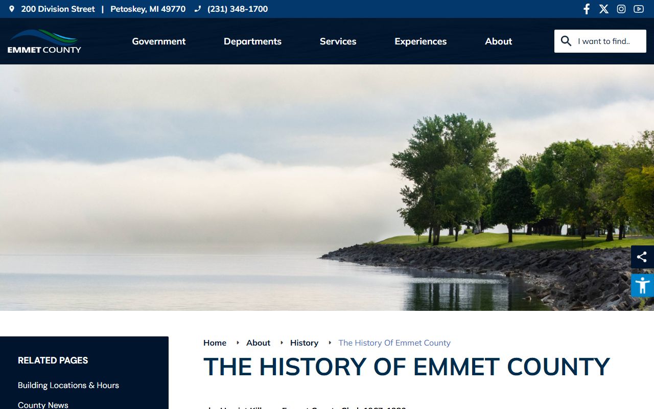 Emmet County history page describing the Petoskey courthouse and county records