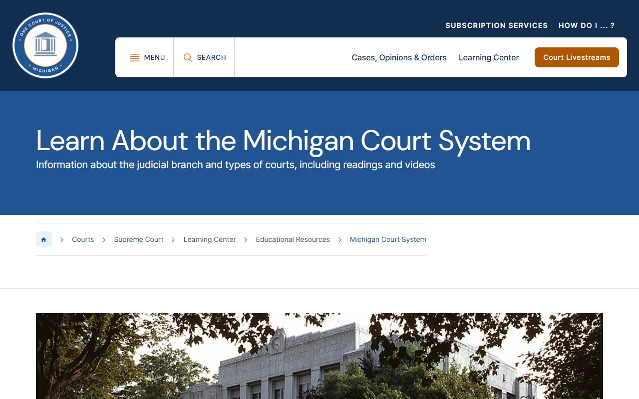 Michigan court system overview explaining Emmet County court records structure