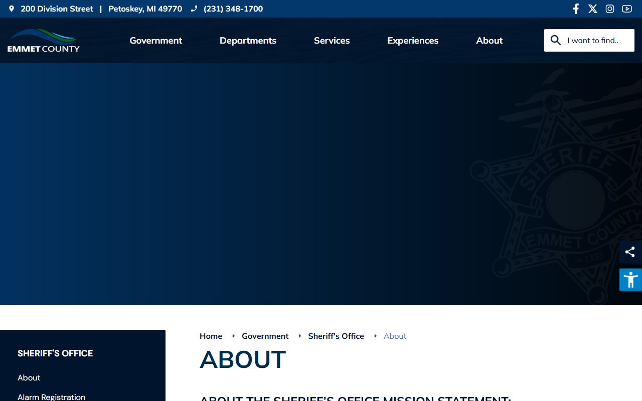 Emmet County inmate custody information on the Sheriff about page