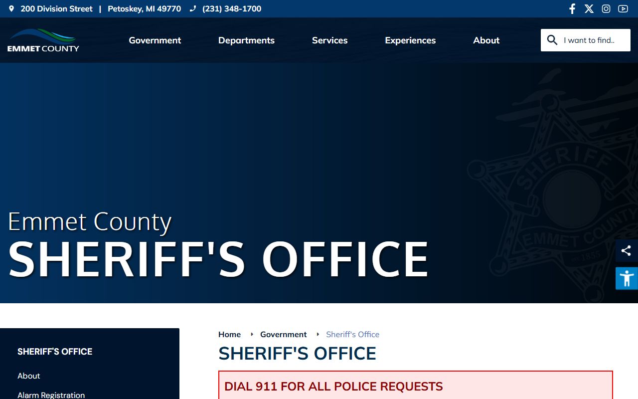Emmet County inmate records and Sheriff's Office home page