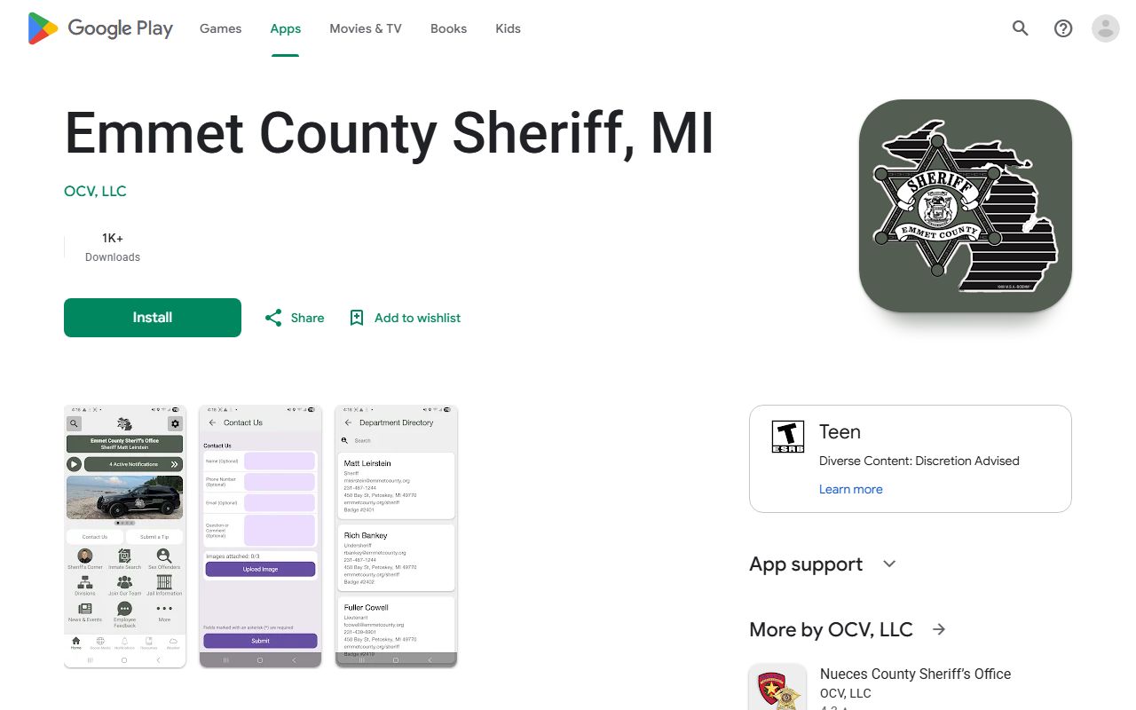 Emmet County warrant information and the sheriff mobile app on Google Play