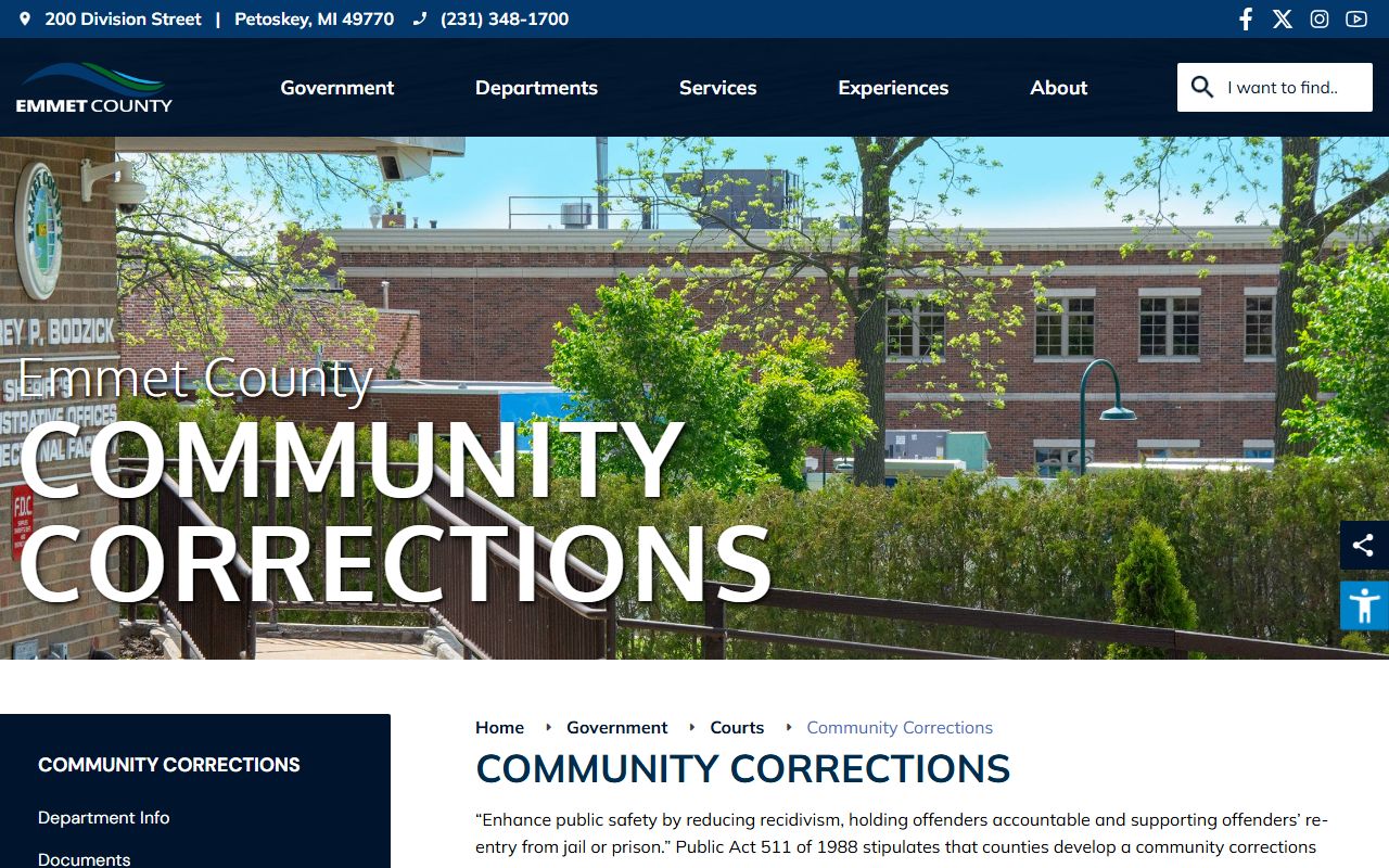 Emmet County criminal court records community corrections office