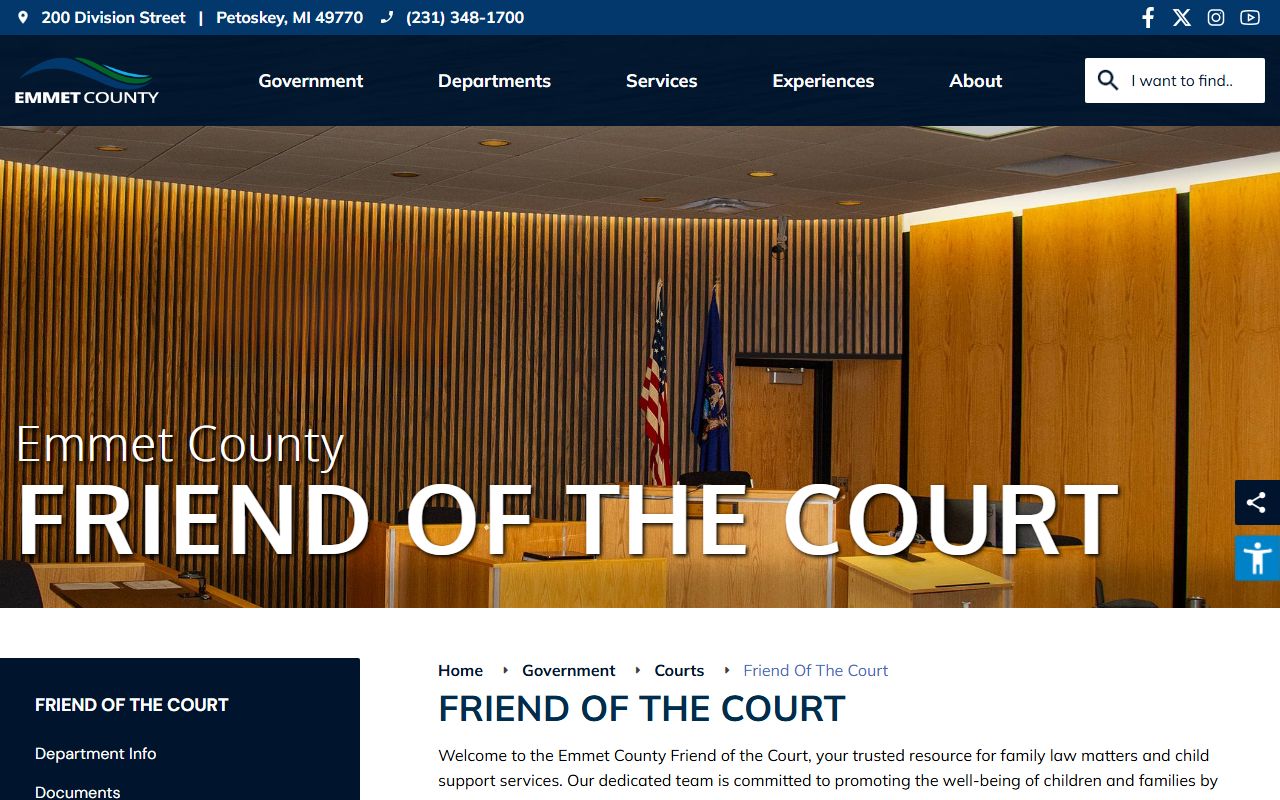 Emmet County Friend of the Court divorce and family support page