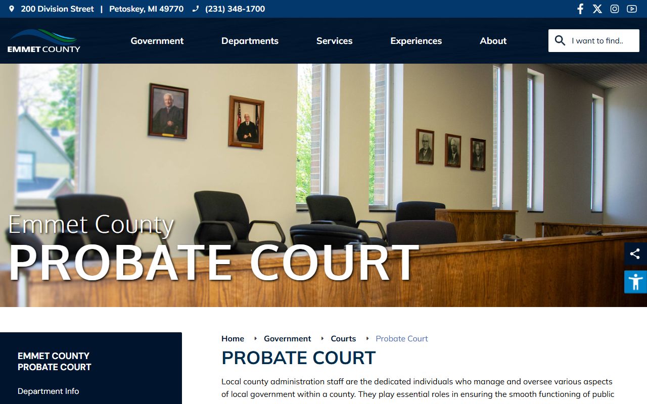 Emmet County probate court 7th Probate District Court page