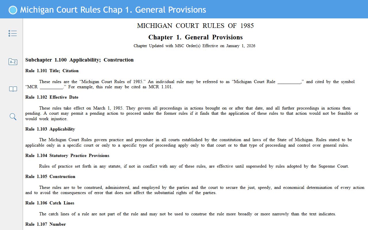 Emmet County probate records Michigan Court Rules chapter 1