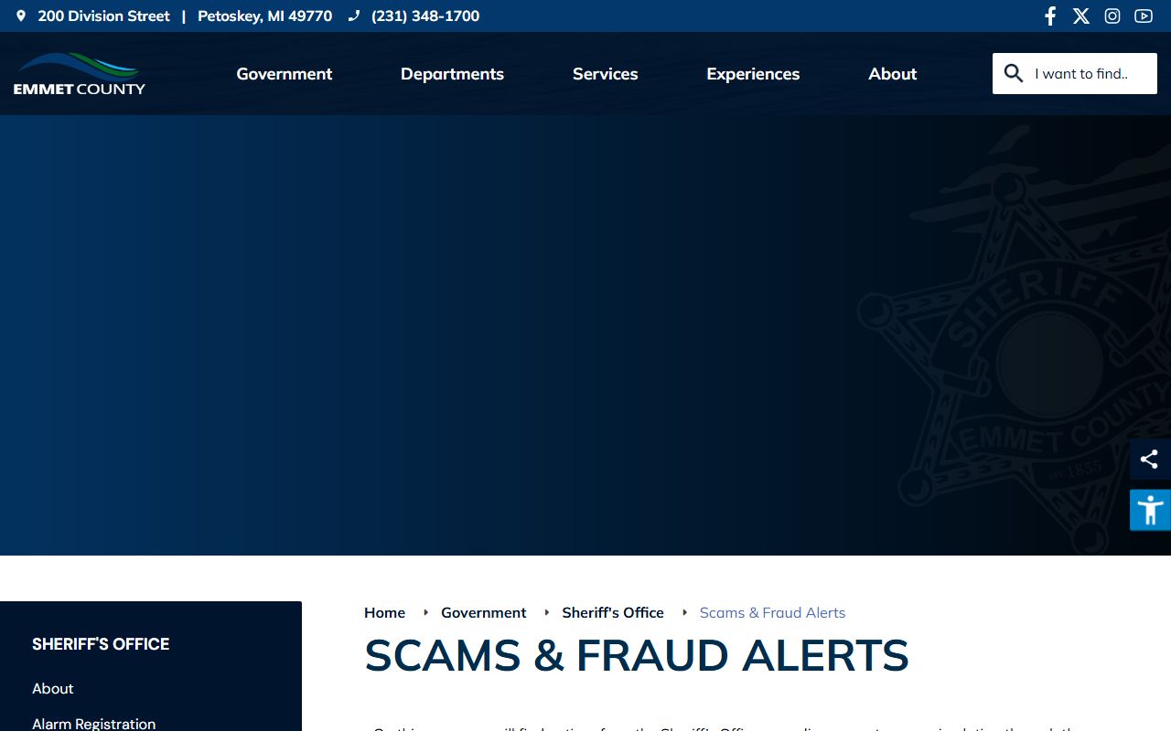 Emmet County warrant scam and fraud alerts from the sheriff's office