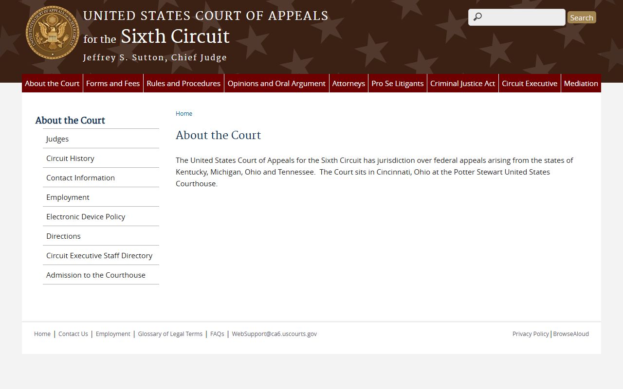 Emmet County federal appellate coverage on the Sixth Circuit about page