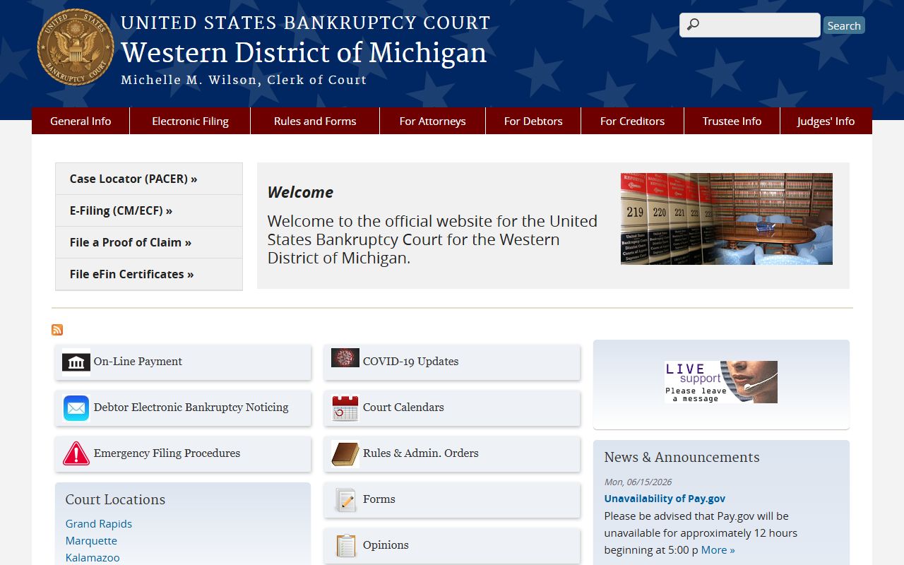 Emmet County federal cases at the U.S. Bankruptcy Court Western District of Michigan